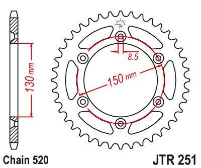 JT JTR251.49SC Zadní kolečko (rozeta), 49 zubů, 520