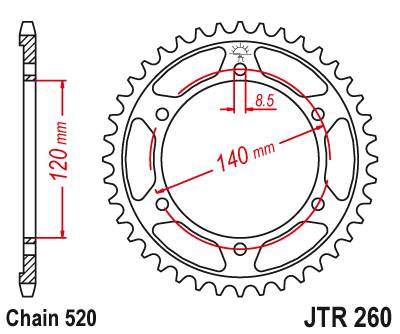 JT JTR260.38 Zadní kolečko (rozeta), 38 zubů, 520