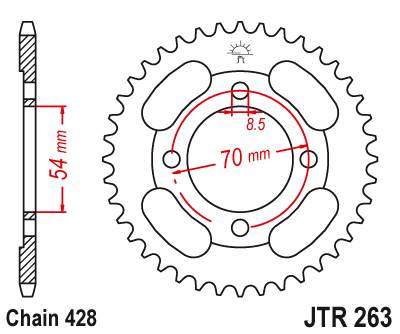 JT JTR263.34 Zadní kolečko (rozeta), 34 zubů, 428