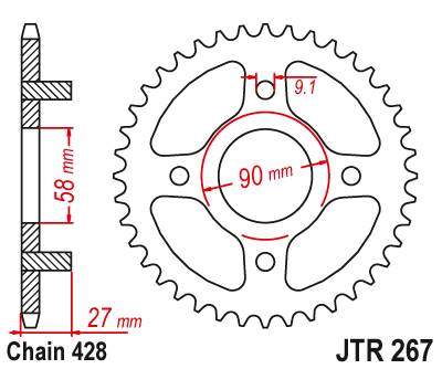 JT JTR267.39 Zadní kolečko (rozeta), 39 zubů, 428