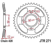 JT JTR271.50 Zadní kolečko (rozeta), 50 zubů, 428 HONDA CLR 125 98-03, NX 125 89-98