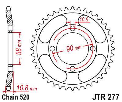 JT JTR277.45 Zadní kolečko (rozeta), 45 zubů, 520