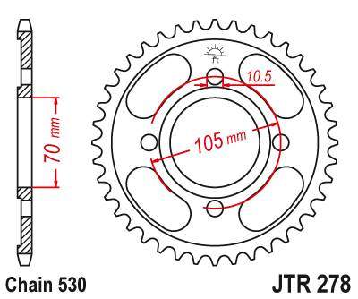 JT JTR278.38 Zadní kolečko (rozeta), 38 zubů, 530