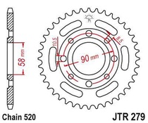 JT JTR279.39 Zadní kolečko (rozeta), 39 zubů, 520 HONDA CA 125 REBEL 95-01