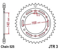 JT JTR3.47 Zadní kolečko (rozeta), 47 zubů, 525 BMW F 800 R 09-13 (otvor na šroubu 10,5mm) pro BMW F 800 R rok výroby 2013