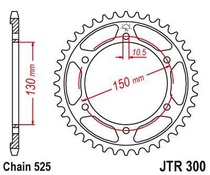 JT JTR300.43 Zadní kolečko (rozeta), 43 zubů, 525 YAMAHA TDM 900 02-13