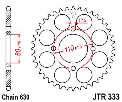 JT JTR333.38 Zadní kolečko (rozeta), 38 zubů, 630
