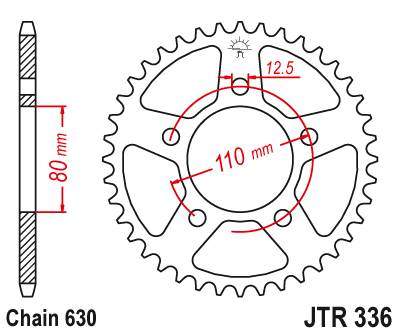 JT JTR336.33 Zadní kolečko (rozeta), 33 zubů, 630
