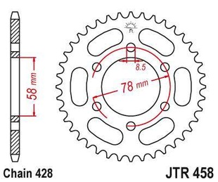 JT JTR458.36 Zadní kolečko (rozeta), 36 zubů, 428