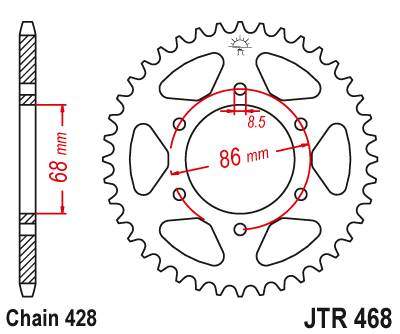 JT JTR468.34 Zadní kolečko (rozeta), 34 zubů, 428