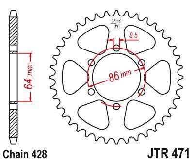 JT JTR471.45 Zadní kolečko (rozeta), 45 zubů, 428