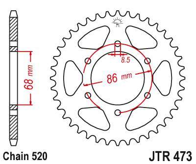 JT JTR473.37 Zadní kolečko (rozeta), 37 zubů, 520