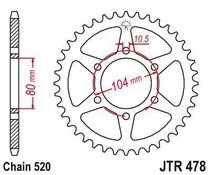 JT JTR478.42 Zadní kolečko (rozeta), 42 zubů, 520 KAWASAKI ZX6R (05-13), Z750