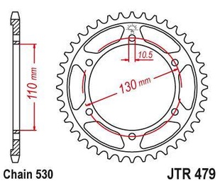 JT JTR479.46 Zadní kolečko (rozeta), 46 zubů, 530 YAMAHA FZ6 04-09