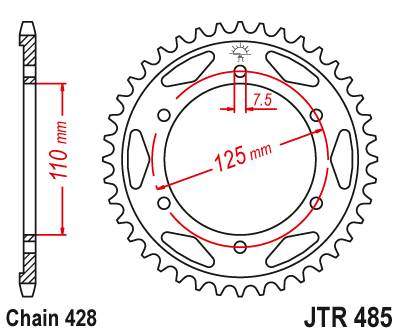 JT JTR485.46 Zadní kolečko (rozeta), 46 zubů, 428
