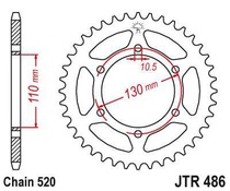 JT JTR486.42 Zadní kolečko (rozeta), 42 zubů, 520 KAWASAKI ER5 (97-06)