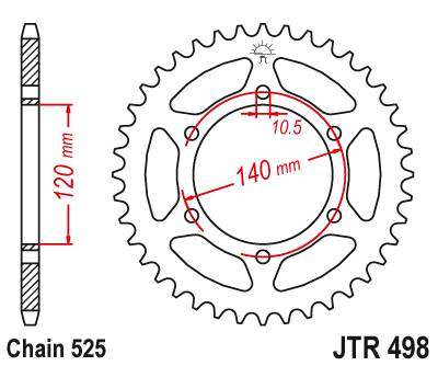 JT JTR498.46 Zadní kolečko (rozeta), 46 zubů, 525 SUZUKI GSXR 600 (98-00)