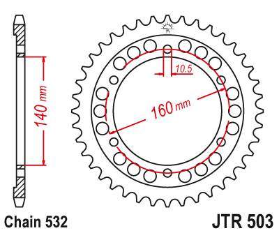 JT JTR503.45 Zadní kolečko (rozeta), 45 zubů, 532