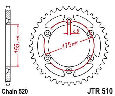 JT JTR510.46 Zadní kolečko (rozeta), 46 zubů, 520