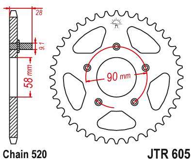JT JTR605.35 Zadní kolečko (rozeta), 35 zubů, 520