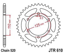JT JTR610.51 Zadní kolečko (rozeta), 51 zubů, 520 GILERA 350 85-89