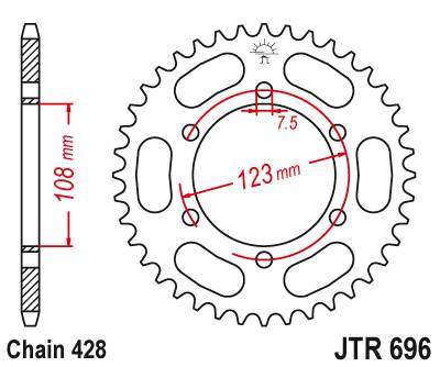 JT JTR696.50 Zadní kolečko (rozeta), 50 zubů, 428