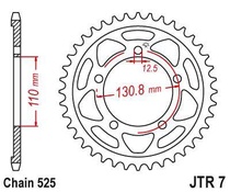 JT JTR7.45 Zadní kolečko (rozeta), 45 zubů, 525 BMW S 1000 RR 12-15 pro BMW S 1000 RR rok výroby 2015