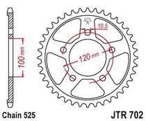JT JTR702.42 Zadní kolečko (rozeta), 42 zubů, 525