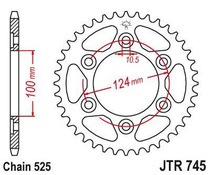 JT JTR745.38 Zadní kolečko (rozeta), 38 zubů, 525 DUCATI 996 ST4 02-05, 1000 SS 03-06