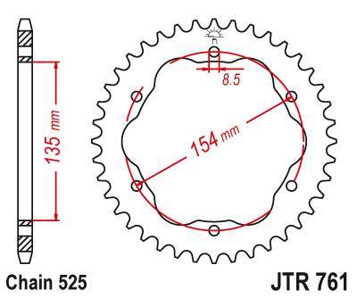 JT JTR761.39 Zadní kolečko (rozeta), 39 zubů, 525
