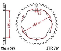 JT JTR761.43 Zadní kolečko (rozeta), 43 zubů, 525