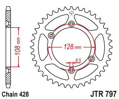 JT JTR797.51 Zadní kolečko (rozeta), 51 zubů, 428