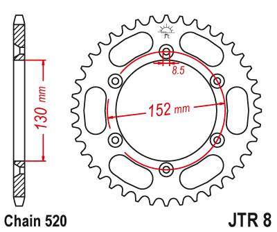 JT JTR8.51 Zadní kolečko (rozeta), 51 zubů, 520