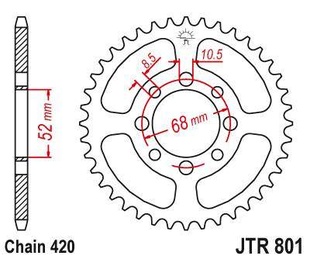 JT JTR801.26 Zadní kolečko (rozeta), 26 zubů, 420