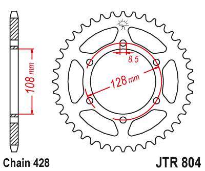 JT JTR804.42 Zadní kolečko (rozeta), 42 zubů, 428