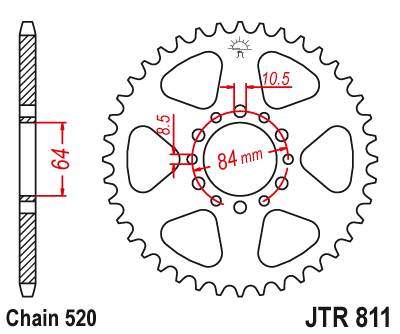 JT JTR811.39 Zadní kolečko (rozeta), 39 zubů, 520