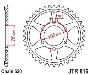 JT JTR816.38 Zadní kolečko (rozeta), 38 zubů, 530