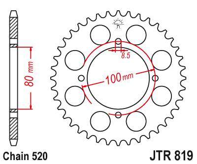 JT JTR819.37 Zadní kolečko (rozeta), 37 zubů, 520