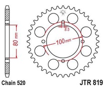 JT JTR819.39 Zadní kolečko (rozeta), 39 zubů, 520 SUZUKI RG 250 GAMMA (86-88)