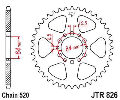 JT JTR826.47 Zadní kolečko (rozeta), 47 zubů, 520