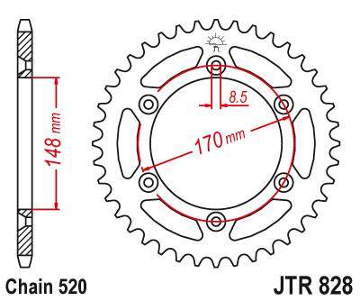 JT JTR828.46 Zadní kolečko (rozeta), 46 zubů, 520