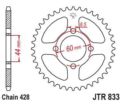 JT JTR833.49 Zadní kolečko (rozeta), 49 zubů, 428