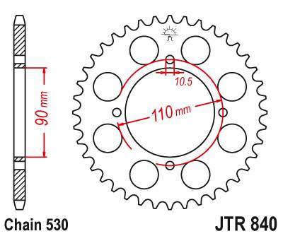 JT JTR840.35 Zadní kolečko (rozeta), 35 zubů, 530