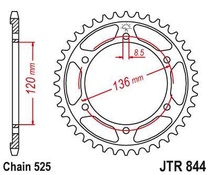 JT JTR844.44 Zadní kolečko (rozeta), 44 zubů, 525