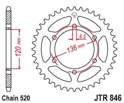 JT JTR846.37 Zadní kolečko (rozeta), 37 zubů, 520