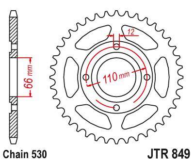 JT JTR849.38 Zadní kolečko (rozeta), 38 zubů, 530