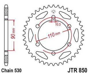 JT JTR850.33 Zadní kolečko (rozeta), 33 zubů, 530