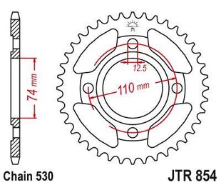 JT JTR854.37 Zadní kolečko (rozeta), 37 zubů, 530 YAMAHA XS 400 77-81 OHC