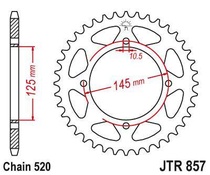 JT JTR857.39 Zadní kolečko (rozeta), 39 zubů, 520 YAMAHA XT 600 83-94