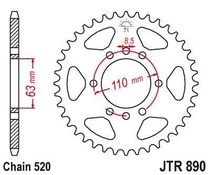JT JTR890.45 Zadní kolečko (rozeta), 45 zubů, 520